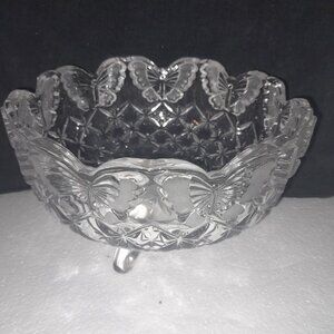 VTG German Butterfly Lead Crystal Bowl by Hofbauer